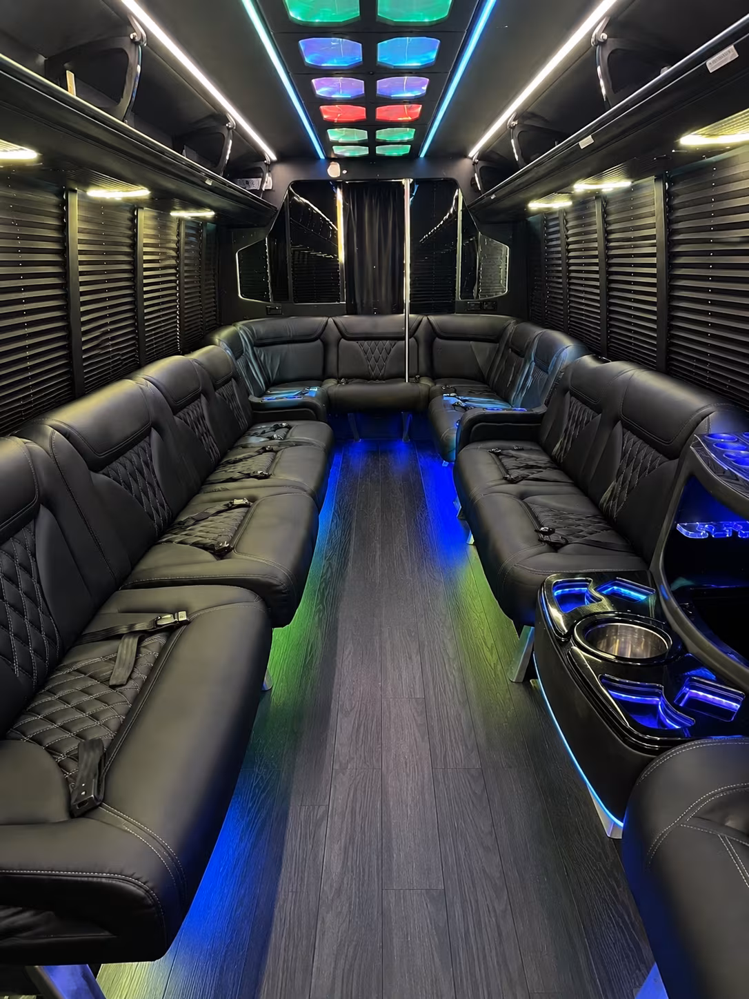 coral springs 20 passenger party bus interior